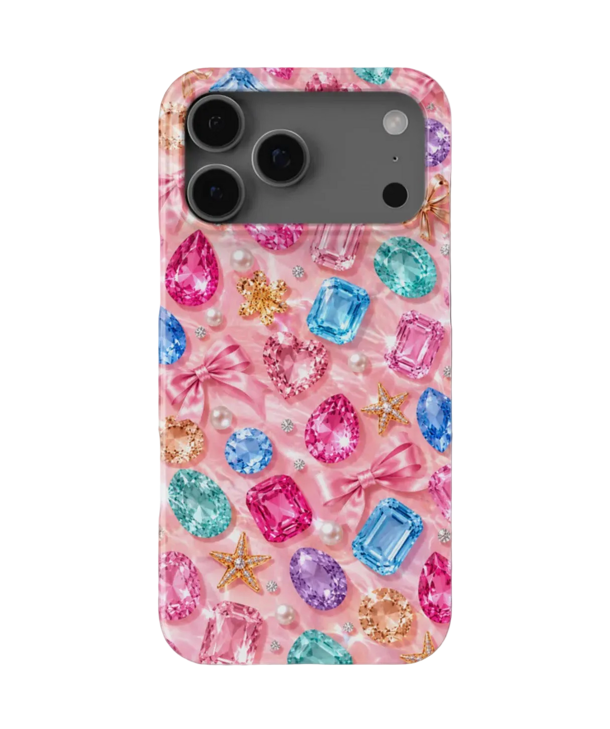 Gem Darling Luxe MagSafe iPhone Case – Pink Gemstones & Bows | CaseOn Cases