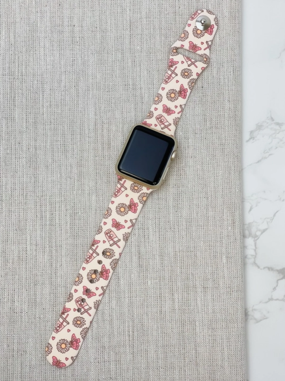 Summer Time Coffee Printed Silicone Smart Watch Band