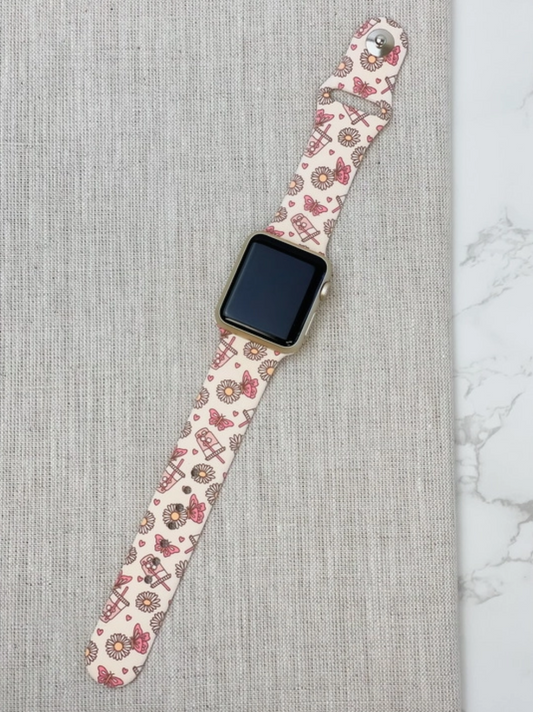 Summer Time Coffee Printed Silicone Smart Watch Band