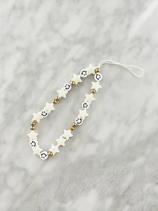 White Y2K Smiley Phone charm