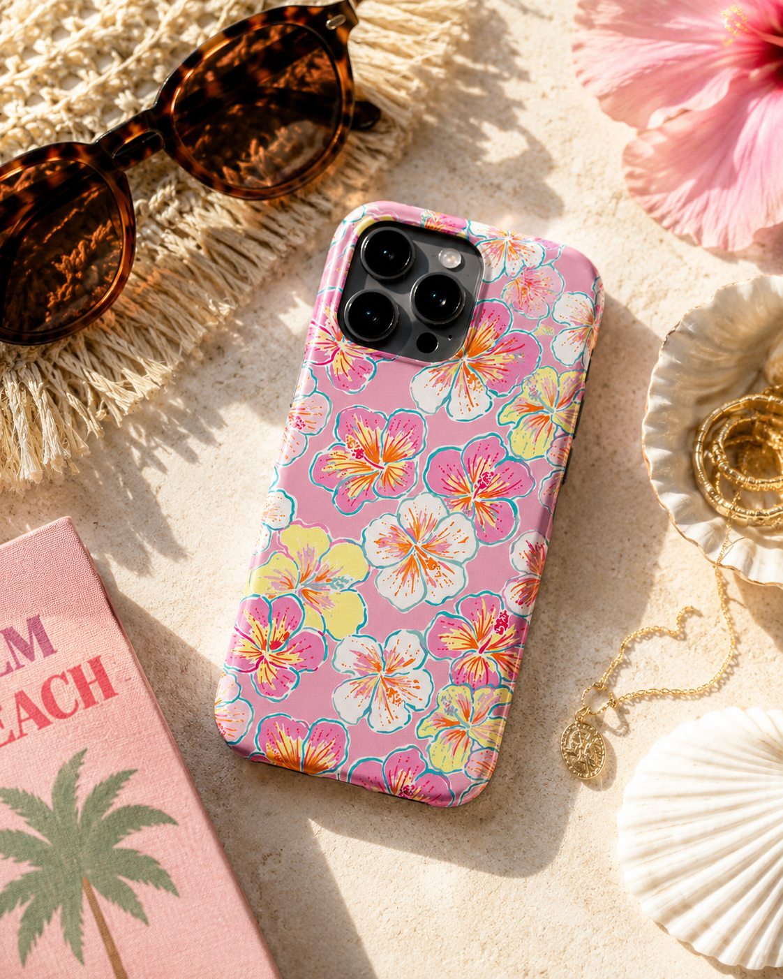 Hibiscus Dreams LUXE MagSafe iPhone Case | Pink Tropical Floral Protective Case