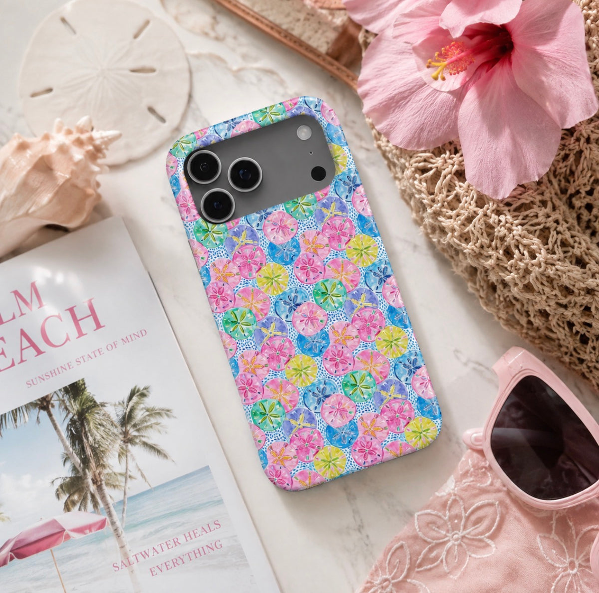 Sand Dollar Cove Floral Sand Dollar MagSafe iPhone Case | Colorful Coastal Beach Phone Case