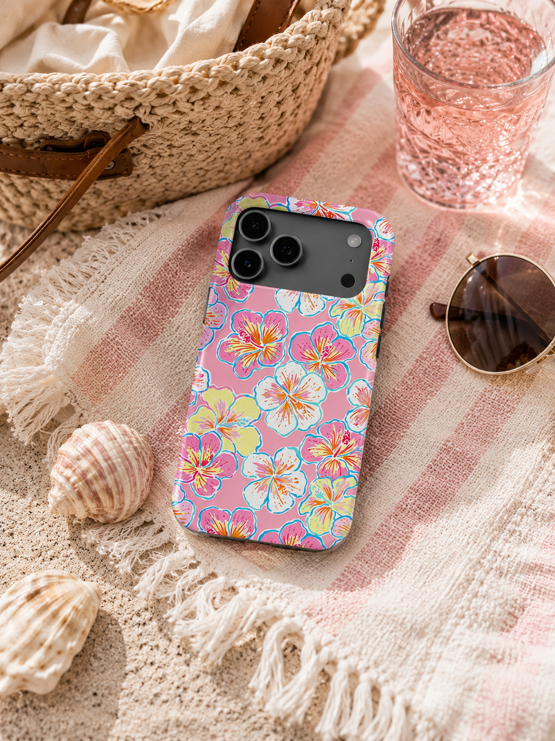 Hibiscus Dreams LUXE MagSafe iPhone Case | Pink Tropical Floral Protective Case
