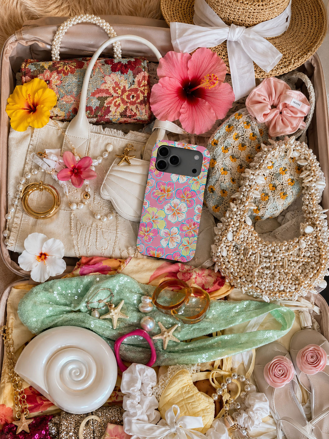 Hibiscus Dreams LUXE MagSafe iPhone Case | Pink Tropical Floral Protective Case