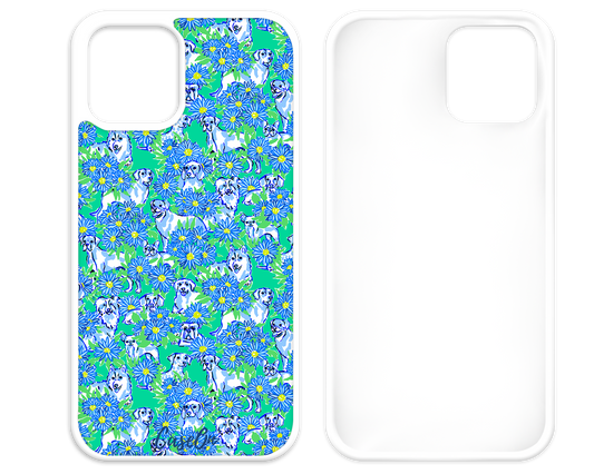 Blue Preppy Pups White iPhone Case