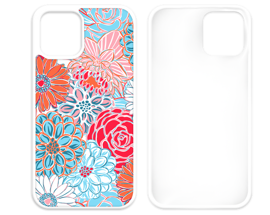 Blue and Orange Tropics White iPhone Case