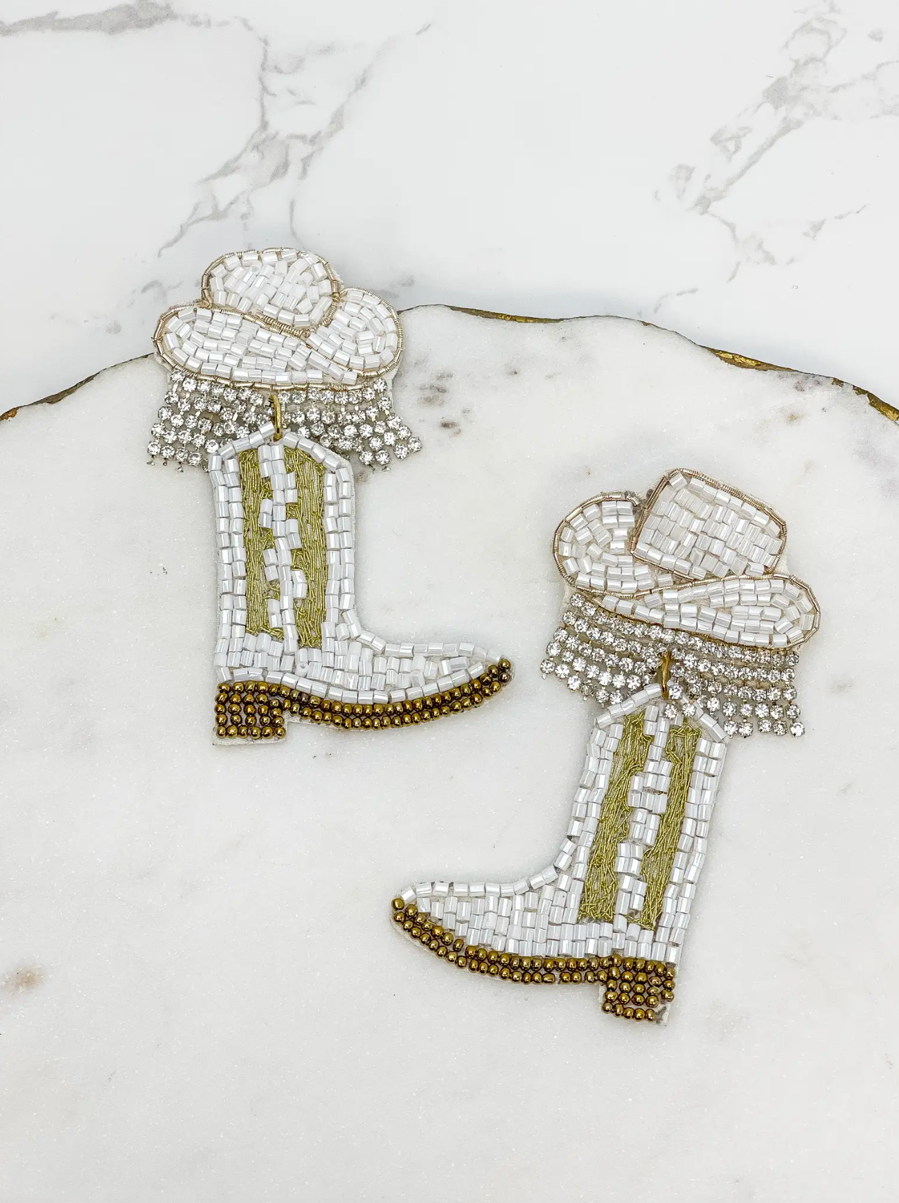 Cowgirl Hat & Boots Beaded Earrings