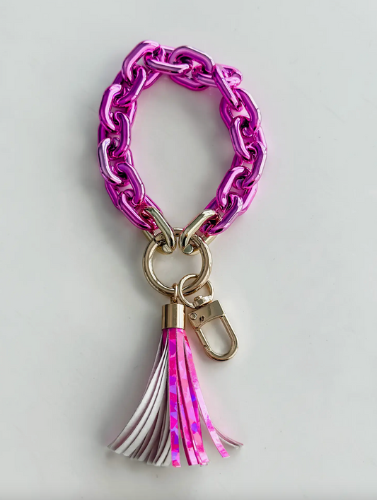 Hot Pink Acrylic Wristlet Keychain