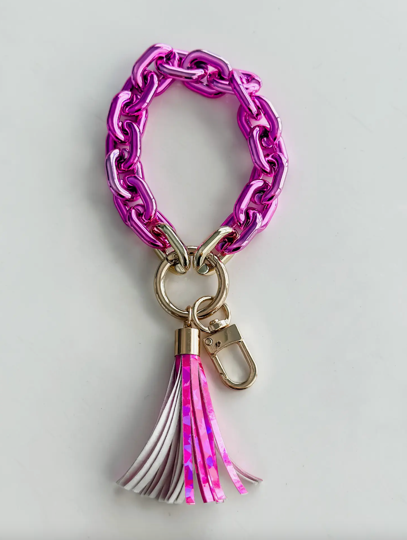 Hot Pink Acrylic Wristlet Keychain