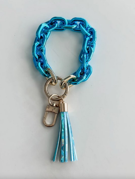 Blue Acrylic Wristlet Keychain